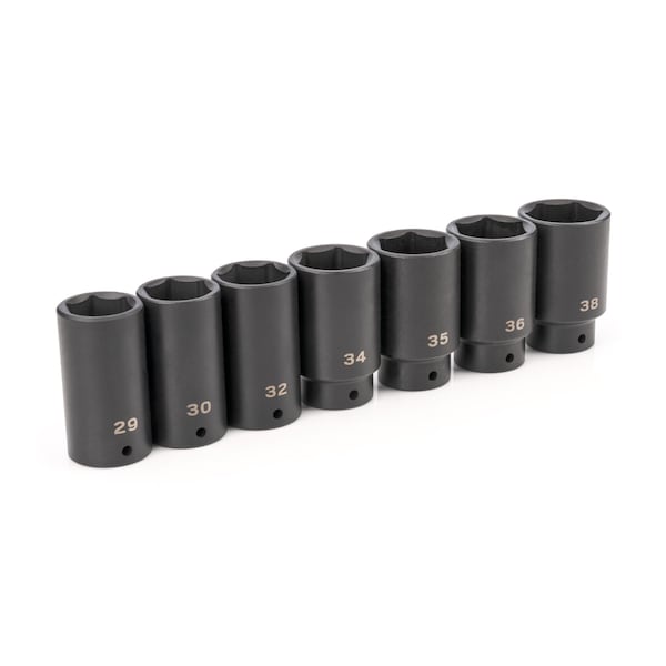 1/2 Inch Drive Deep 6-Point Axle Nut Impact Socket Set, 7-Piece (29-38 mm)
